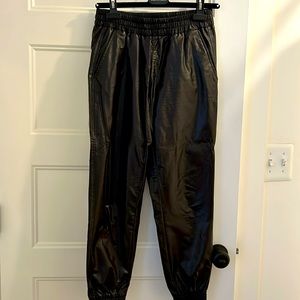 Zara chocolate faux leather jogger size S